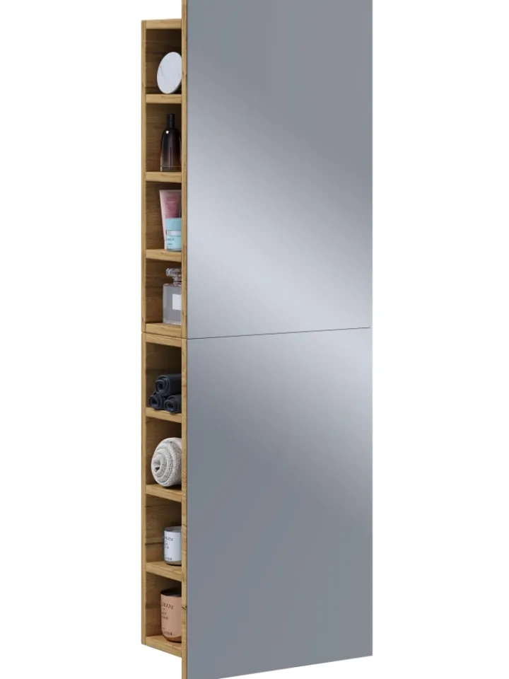 VCM Badmöbel|Badezimmermöbel<Badmöbel Spiegelschrank Spiegel Flandu XL in Honig-Eiche