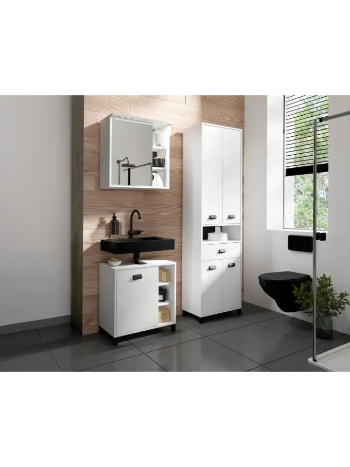 byLiving Badezimmermöbel<Badmöbel-Set WELLNESS in weiß - 3-teilig