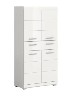 xonox.home Badmöbel|Badezimmermöbel<Badmidischrank in weiß/weiß hochglanz - (B) 74 x (H) 141 x (T) 31