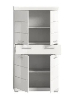 xonox.home Badmöbel|Badezimmermöbel<Badmidischrank in weiß/weiß hochglanz - (B) 74 x (H) 141 x (T) 31