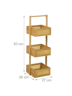 relaxdays Badezimmermöbel<Badregal in Natur - (B)27 x (H)83 x (T)26 cm
