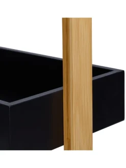 relaxdays Badmöbel|Badezimmermöbel<Badregal in Natur/ Schwarz - (B)30 x (H)88 x (T)18 cm
