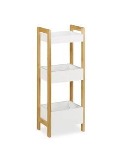 relaxdays Badmöbel|Badezimmermöbel<Badregal in Natur/ Weiß - (B)28 x (H)74,5 x (T)20 cm