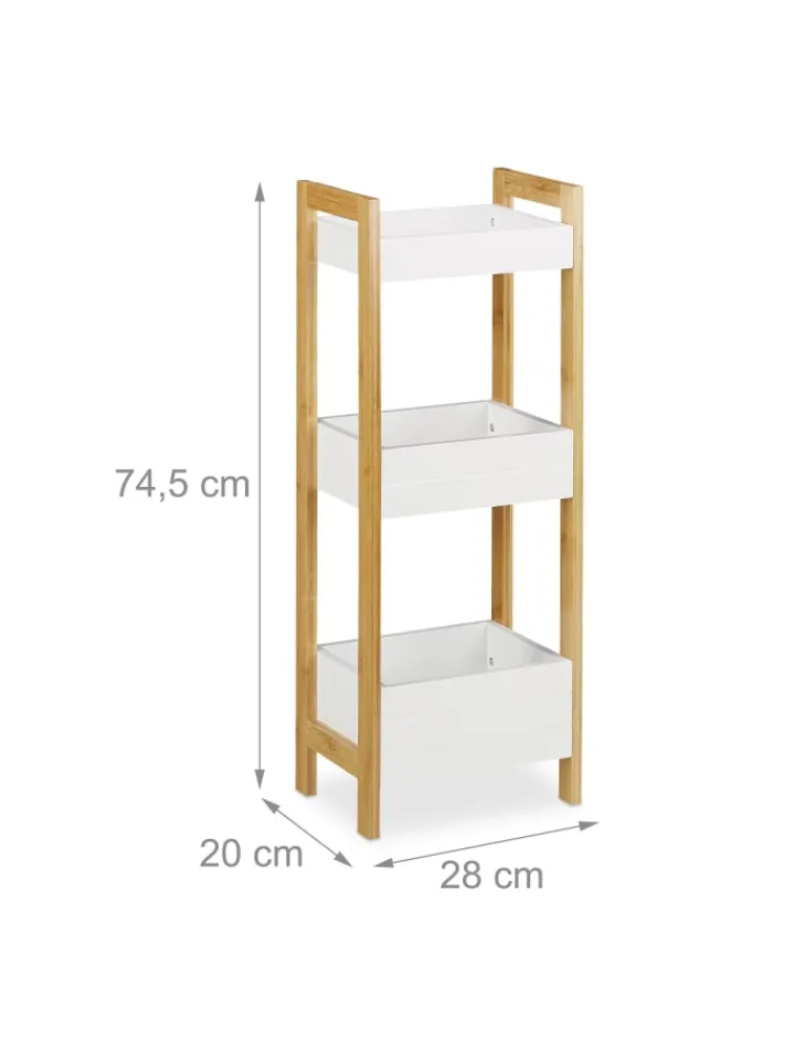 relaxdays Badmöbel|Badezimmermöbel<Badregal in Natur/ Weiß - (B)28 x (H)74,5 x (T)20 cm
