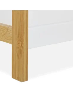 relaxdays Badmöbel|Badezimmermöbel<Badregal in Natur/ Weiß - (B)28 x (H)74,5 x (T)20 cm