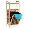 relaxdays Wäschekörbe & -Ständer<Badregal mit Wäschekorb in Natur/ Schwarz - (B)40 x (H)95 x (T)30 cm