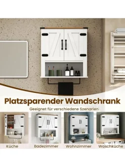 COSTWAY Badmöbel|Badezimmermöbel<Badschrank hängend 60 x 20 x 72,5 cm in Weiß