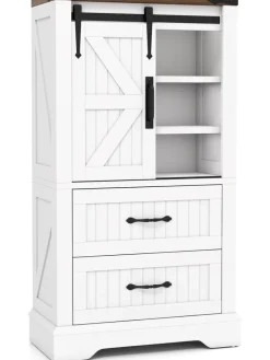 COSTWAY Badmöbel|Badezimmermöbel<Badschrank Holz 105cm in Weiß