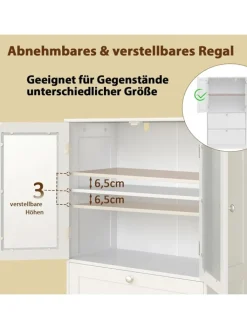 COSTWAY Badmöbel|Badezimmermöbel<Badschrank Holz in Weiß