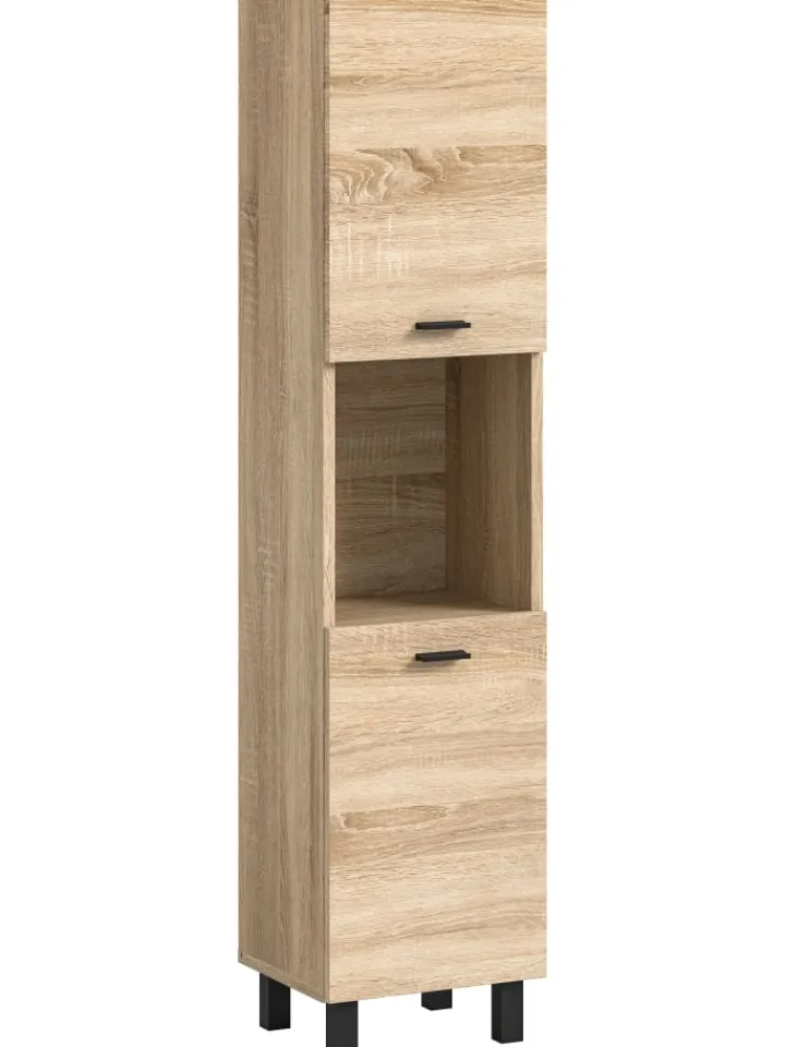 xonox.home Badezimmermöbel<Badschrank in Eiche Sonoma Nachbildung - (B) 30 x (H) 125 x (T) 29
