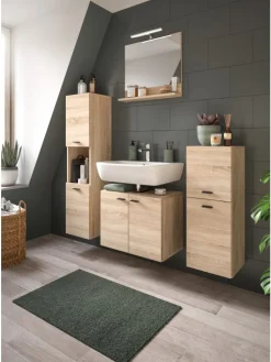 xonox.home Badezimmermöbel<Badschrank in Eiche Sonoma Nachbildung - (B) 30 x (H) 125 x (T) 29