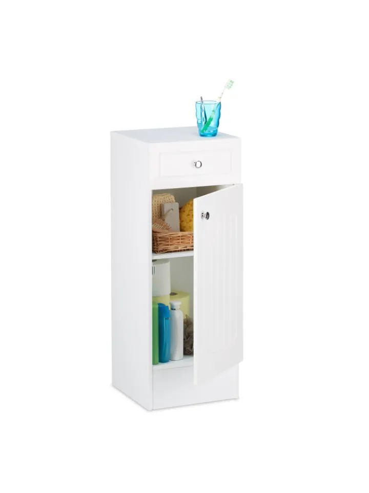 relaxdays Badmöbel<Badschrank in Weiß - (B)30,5 x (H)80 x (T)30,5 cm