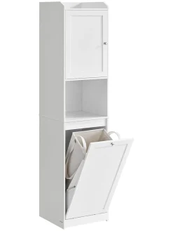 Songmics Badmöbel|Badezimmermöbel<Badschrank in Weiß - (B)40 x (H)170 x (T)40 cm