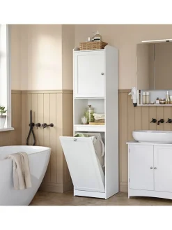 Songmics Badmöbel|Badezimmermöbel<Badschrank in Weiß - (B)40 x (H)170 x (T)40 cm