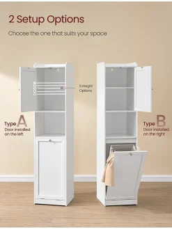Songmics Badmöbel|Badezimmermöbel<Badschrank in Weiß - (B)40 x (H)170 x (T)40 cm