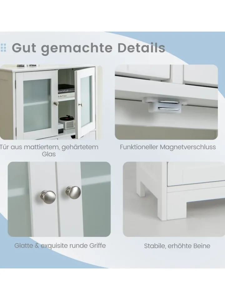 COSTWAY Badezimmermöbel|Badmöbel<Badschrank mit 2 Schubladen in Weiß