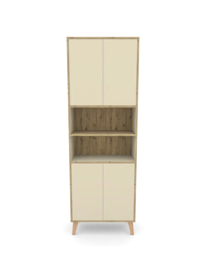 Phoenix Group AG Badmöbel<Badschrank MORENA mit 4 Türen und 2 offenen Fächern, Cashmere/Eiche