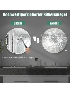 COSTWAY Spiegel<Badspiegel 76x76x5cm in Silber