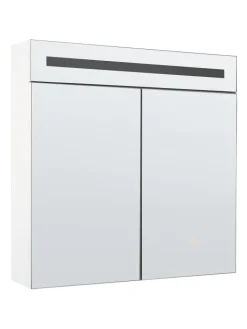 Beliani Badmöbel<Bad-Spiegelschrank JARAMILLO in Weiß/Silber - (W) 60 x (H) 60 x (L) 12 cm