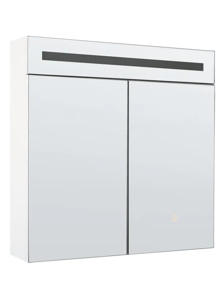 Beliani Badmöbel<Bad-Spiegelschrank JARAMILLO in Weiß/Silber - (W) 60 x (H) 60 x (L) 12 cm