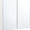 Beliani Badezimmermöbel<Bad-Spiegelschrank NAVARRA in Weiß/Silber - (W) 80 x (H) 70 x (L) 14 cm