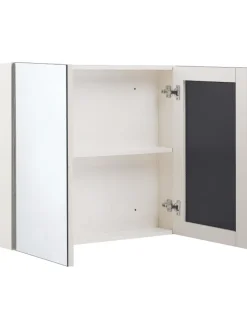 Beliani Badezimmermöbel<Bad-Spiegelschrank NAVARRA in Weiß/Silber - (W) 80 x (H) 70 x (L) 14 cm