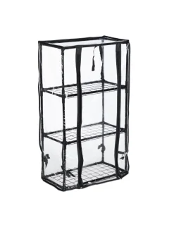 relaxdays Pflanzen & Zubehör<Balkongewächshaus in Schwarz/ Transparent - (B)48 x (H)80 x (T)24,5 cm