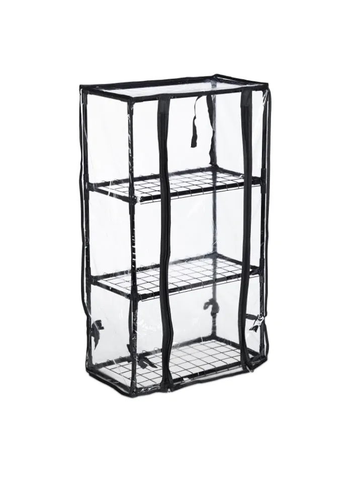 relaxdays Pflanzen & Zubehör<Balkongewächshaus in Schwarz/ Transparent - (B)48 x (H)80 x (T)24,5 cm