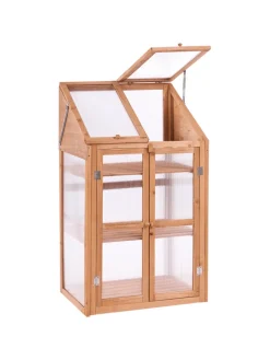 Beliani Pflanzen & Zubehör<Balkongewächshaus VOLVERA in Braun/Transparent - (W) 67 x (H) 114 x (L) 49 cm