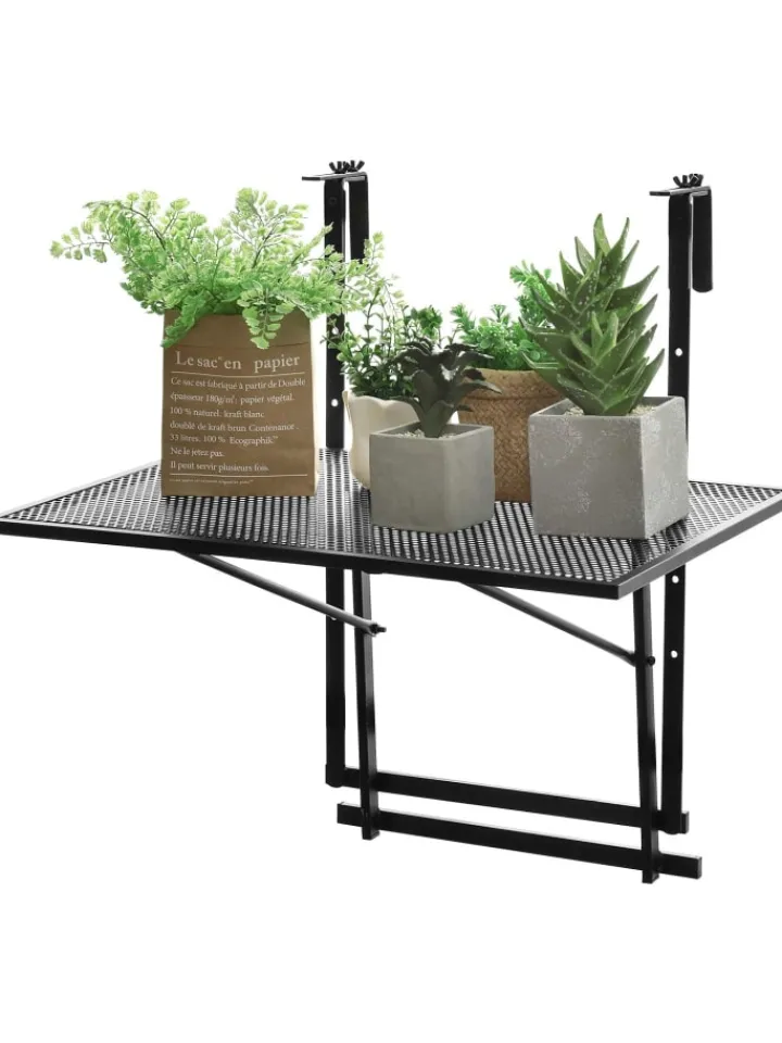 COSTWAY Gartenmöbel<Balkonhängetisch 5-stufig höhenverstellbar in Schwarz