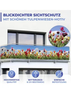 Maximex Gartenmöbel<Balkonsichtschutz ''Tulip Meadow'' in Bunt - (L)85 x (B)500 cm