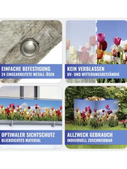 Maximex Gartenmöbel<Balkonsichtschutz ''Tulip Meadow'' in Bunt - (L)85 x (B)500 cm