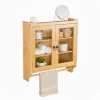 relaxdays Badmöbel<Bambus Hängeschrank in Natur - (B)60 x (H)63 x 18 cm