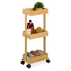 relaxdays Badmöbel|Badezimmermöbel<Bambus-Rollwagen in Natur - (B)31 x (H)71,5 x (T)18 cm