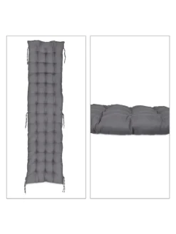 relaxdays Gartenmöbel<Bankauflage in Grau - (B)180 x (H)7 x (T)50 cm