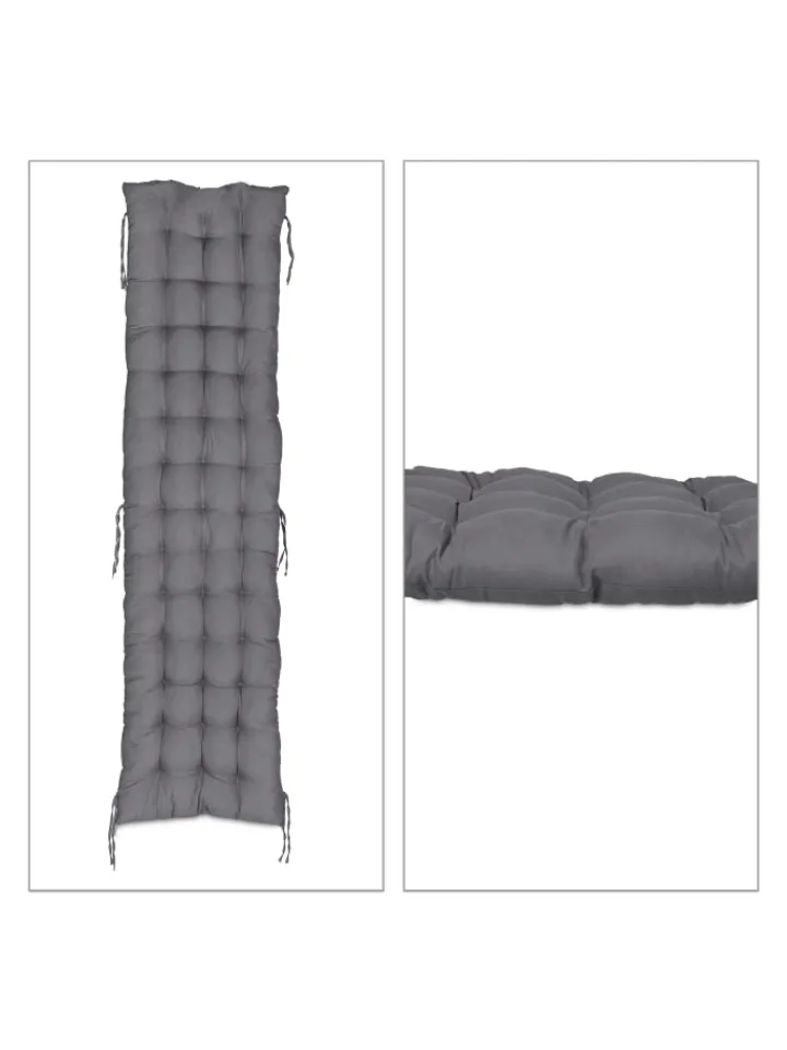 relaxdays Gartenmöbel<Bankauflage in Grau - (B)180 x (H)7 x (T)50 cm