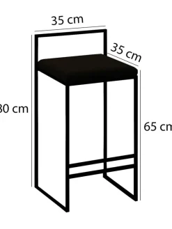 Evila Sitzmöbel<Barhocker "Nordic" in Schwarz - (B)35 x (H)80 x (T)25 cm