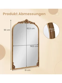 COSTWAY Spiegel<Barock Spiegel 61 x 90 cm in Gold