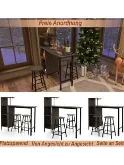 COSTWAY Möbel-Sets<Bartisch mit Barhocker Set in Anthrazit