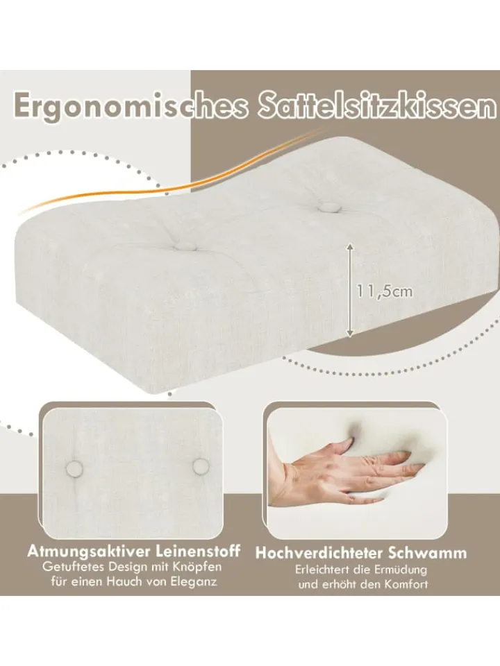 COSTWAY Möbel-Sets<Bartisch Set Massivholz mit 3er Set Barhocker in Beige