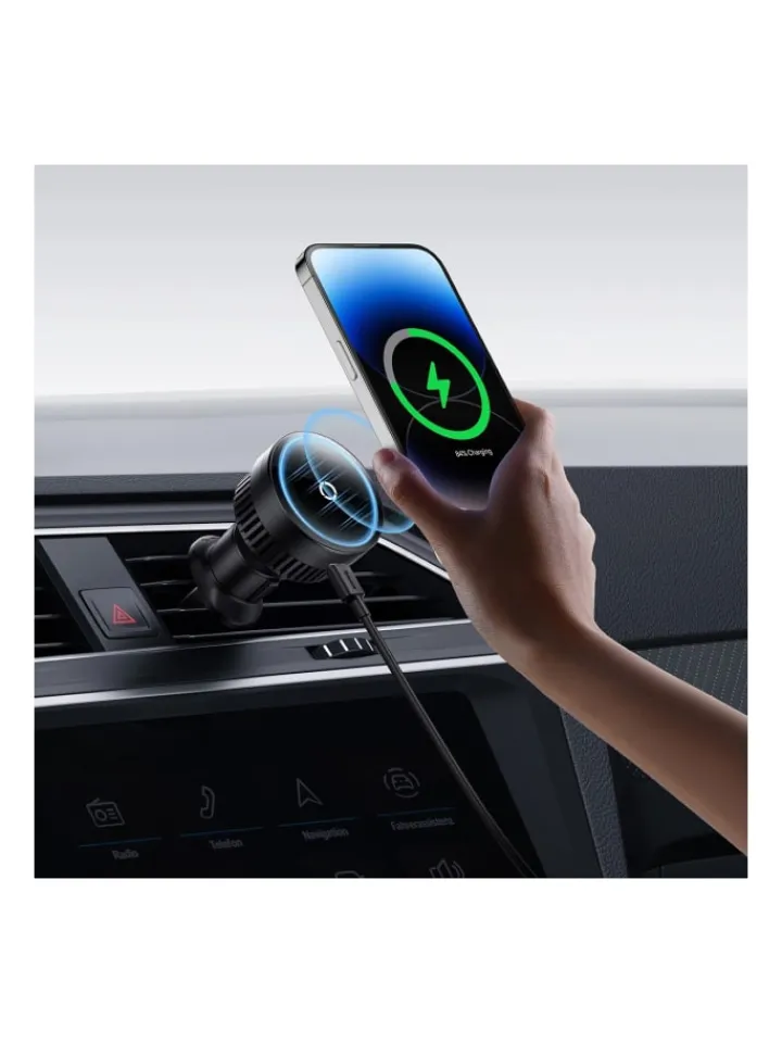 Baseus Smartphones & Zubehör<MagPro Series Autohalterung mit 15-W-Induktionsladegerät in Schwarz