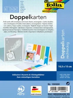 folia PAPER Kreativbedarf & Do-It-Yourself<Bastelset "Doppelkarten 220g/m²" in Weiß
