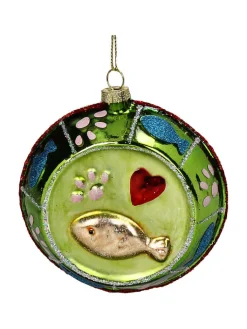 Kersten Weihnachtsschmuck<Baumschmuck "Cat Bowl" in Grün - (H)10 cm