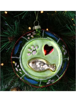 Kersten Weihnachtsschmuck<Baumschmuck "Cat Bowl" in Grün - (H)10 cm