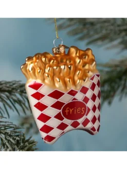 MARELIDA Weihnachtsschmuck<Baumschmuck POMMES Frites Fritten Glas Ahnänger in gold, rot