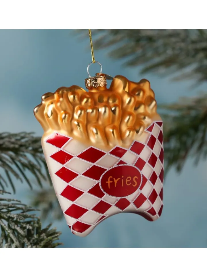 MARELIDA Weihnachtsschmuck<Baumschmuck POMMES Frites Fritten Glas Ahnänger in gold, rot