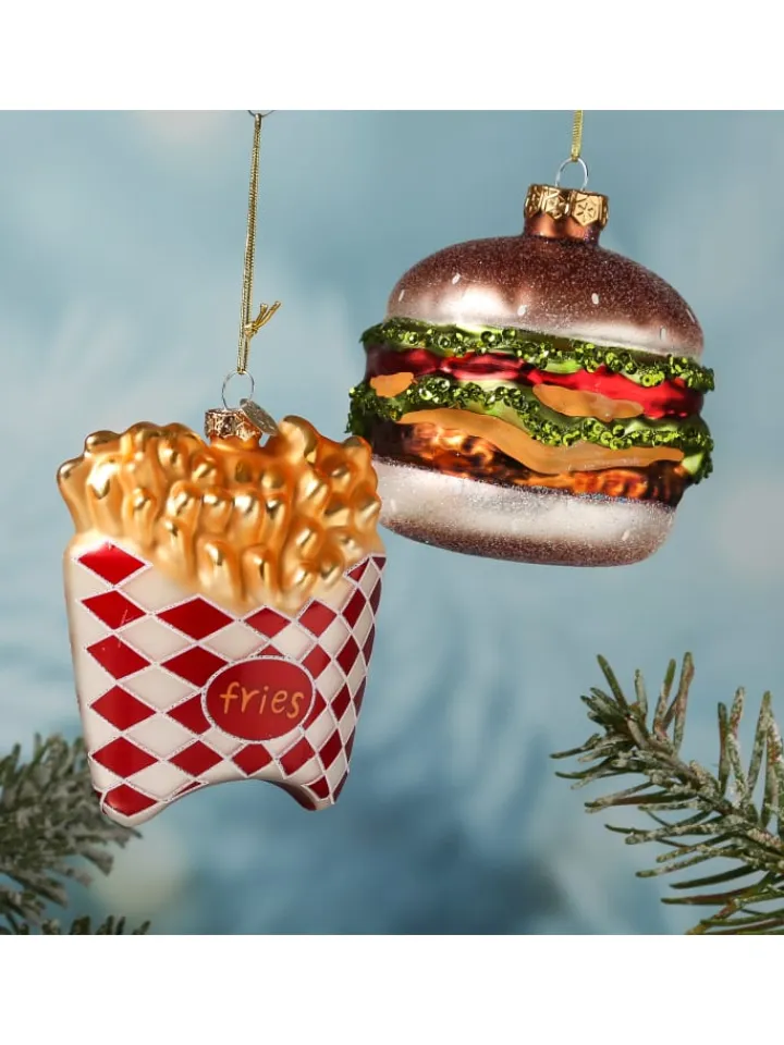 MARELIDA Weihnachtsschmuck<Baumschmuck POMMES Frites Fritten Glas Ahnänger in gold, rot