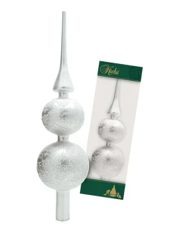 Krebs Glas Lauscha Weihnachtsschmuck<Baumspitze in Silber - (H)33 cm