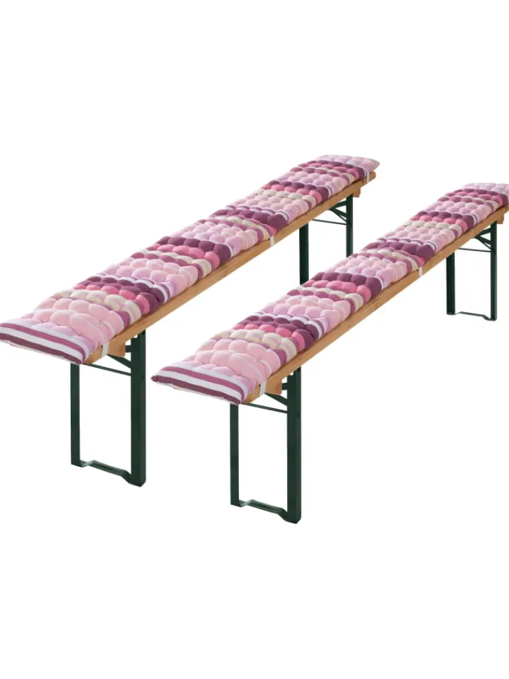 REDBEST Gartenmöbel<Baumwolle, Gewebt Bierbank-Auflage 2er-Pack in pink