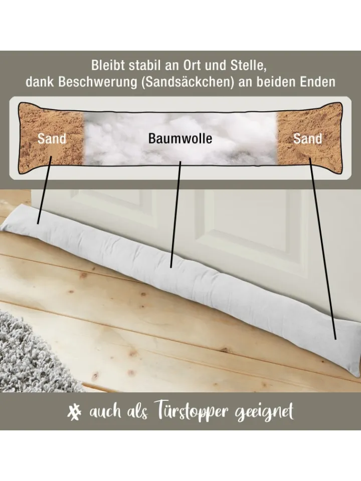 REDBEST Tür- & Zugluftstopper<Baumwolle Zugluftstopper Seattle in weiß